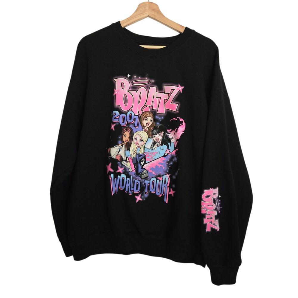 Bratz Retro Y2K 90s Vibes Neon 2007 World Tour Graphic Relaxed Fit Sweatshirt XL